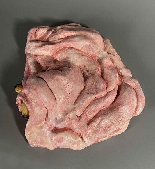 Escultura primavera vista superior, obra única de cerámica contemporánea